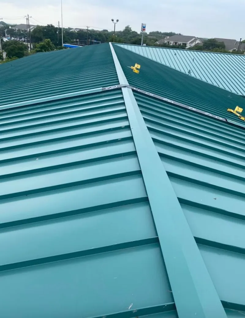 Green commercial metal roof ridge and valley for Metal Roof Repair in Little Rock